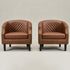 Louis Faux Leather Tufted Club Chair - Brown Accent Chair | Decorative Accent Chairs | Kinwell Furniture | Modern Club Chairs | Barrel Club Chair | Nailhead Trim Chair | Contemporary Faux Leather Chair | Elegant Brown Chair